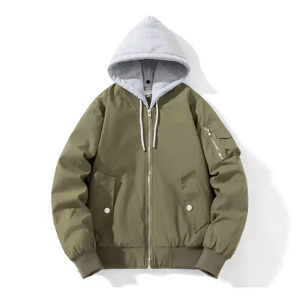 Baseball Mens Green Hoodie Essentials Jacket