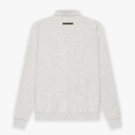 ESSENTIALS Long Sleeve Polo Sweatshirt Gray