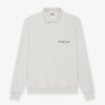 ESSENTIALS Long Sleeve Polo Sweatshirt Gray